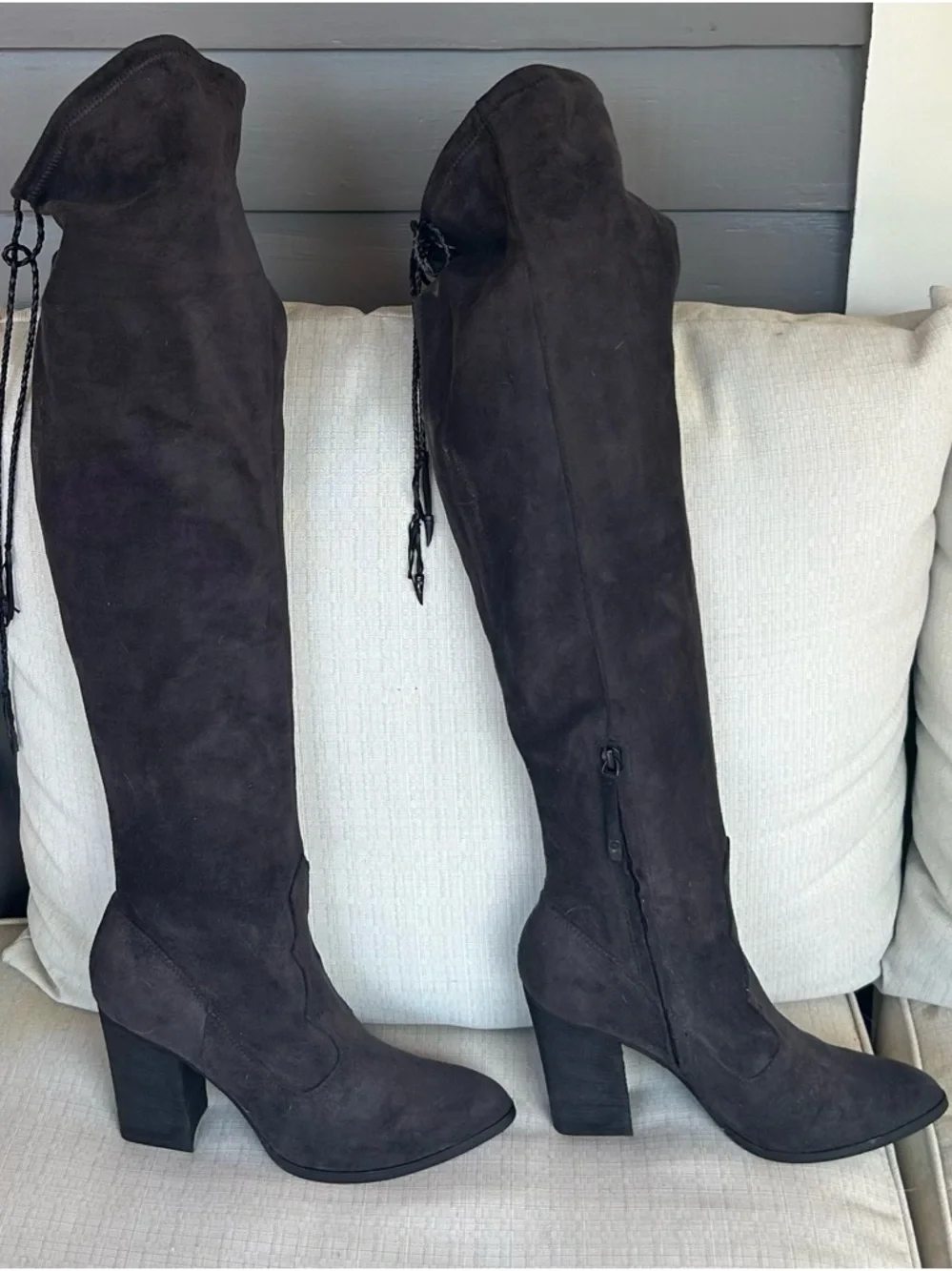 NWOB Dolce Vita Dark Grey Suede Over-The-Knee Boots